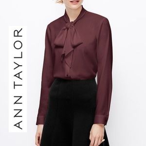 Ann Taylor - Crepe Tie-Neck Blouse